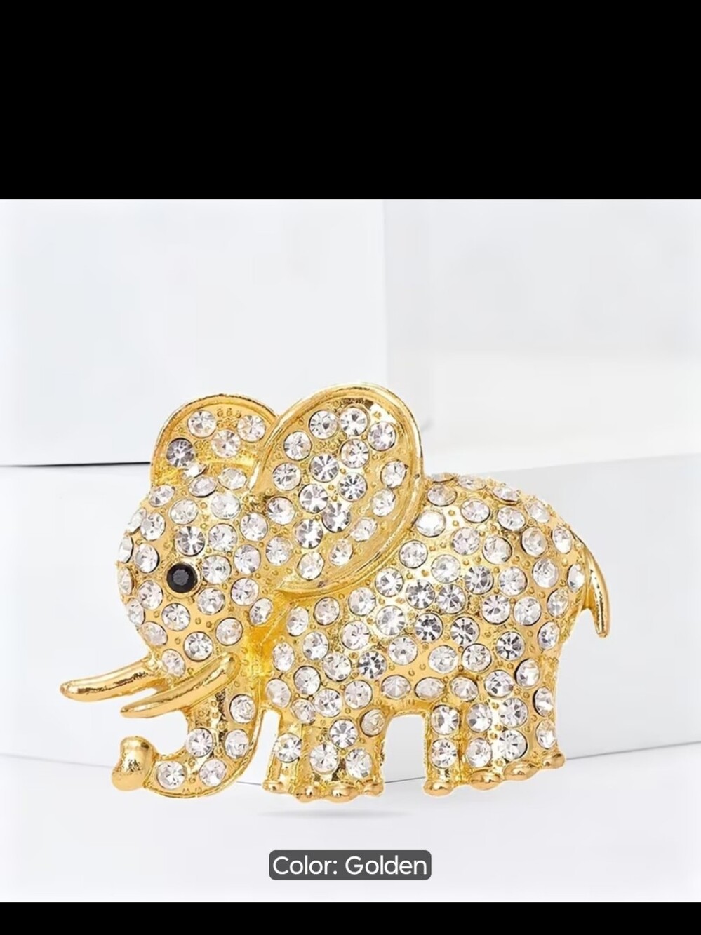 Beautiful Rhinestone Elephant Brooch